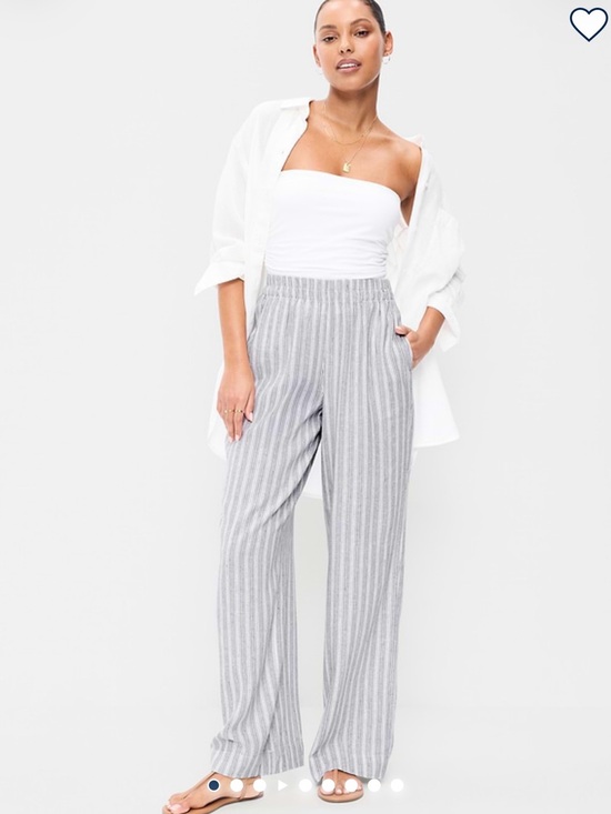 Old Navy Pants - Old Navy Striped Elastic-Waist Wide Leg Pants - Blue and White